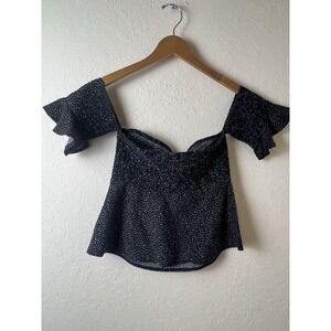 Y2K 90s Express Babydoll Twist‎ Top XS Black White Festival Twist Stretch Smoked